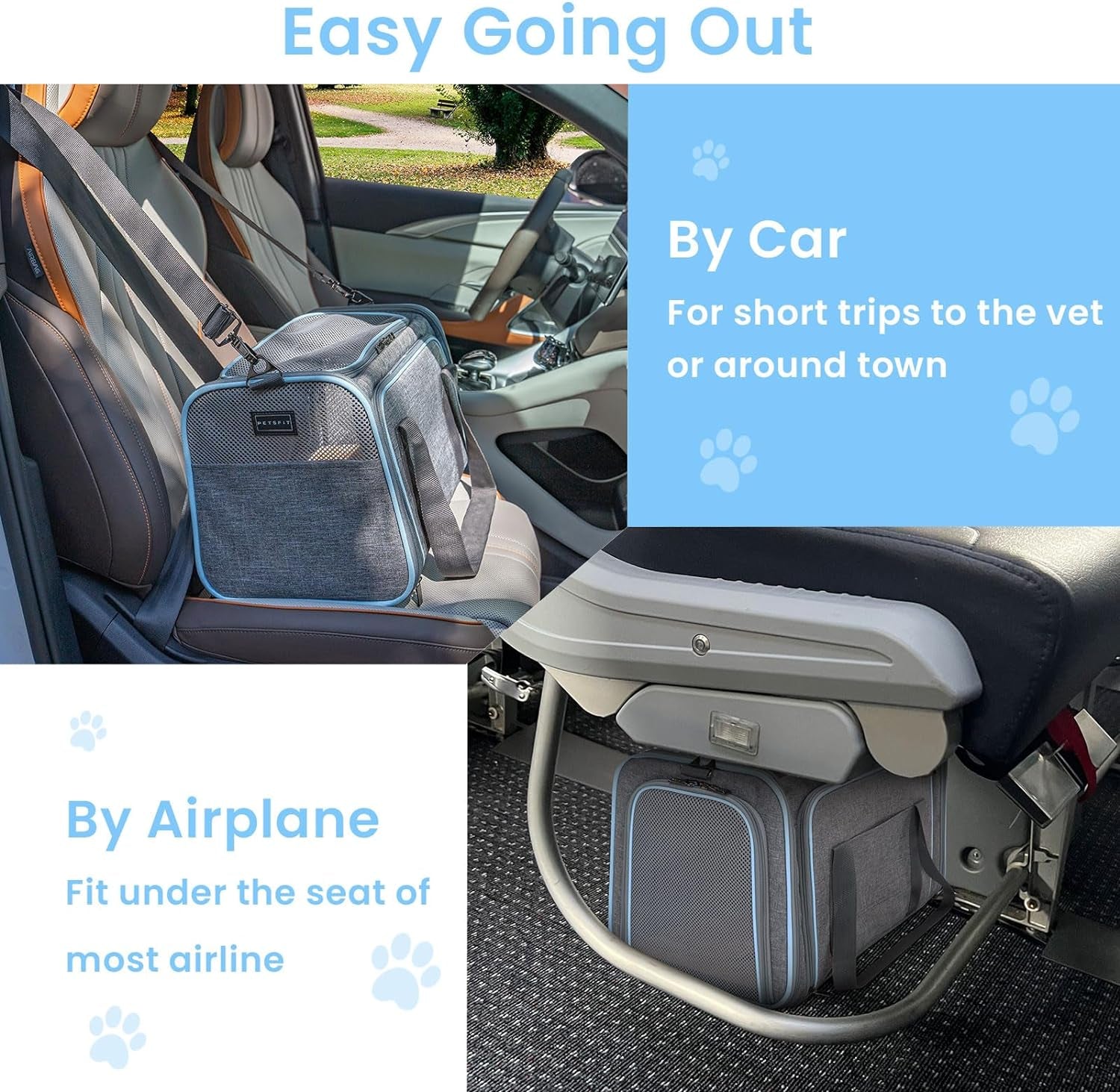 Expandable Cat Carriers Airline Approved, 16"X10"X9" Small Dog Carrier Soft-Sided Portable Washable Pet Travel Carrier with Two Extension for Kitten,Rabbit, Puppy, Small Animal